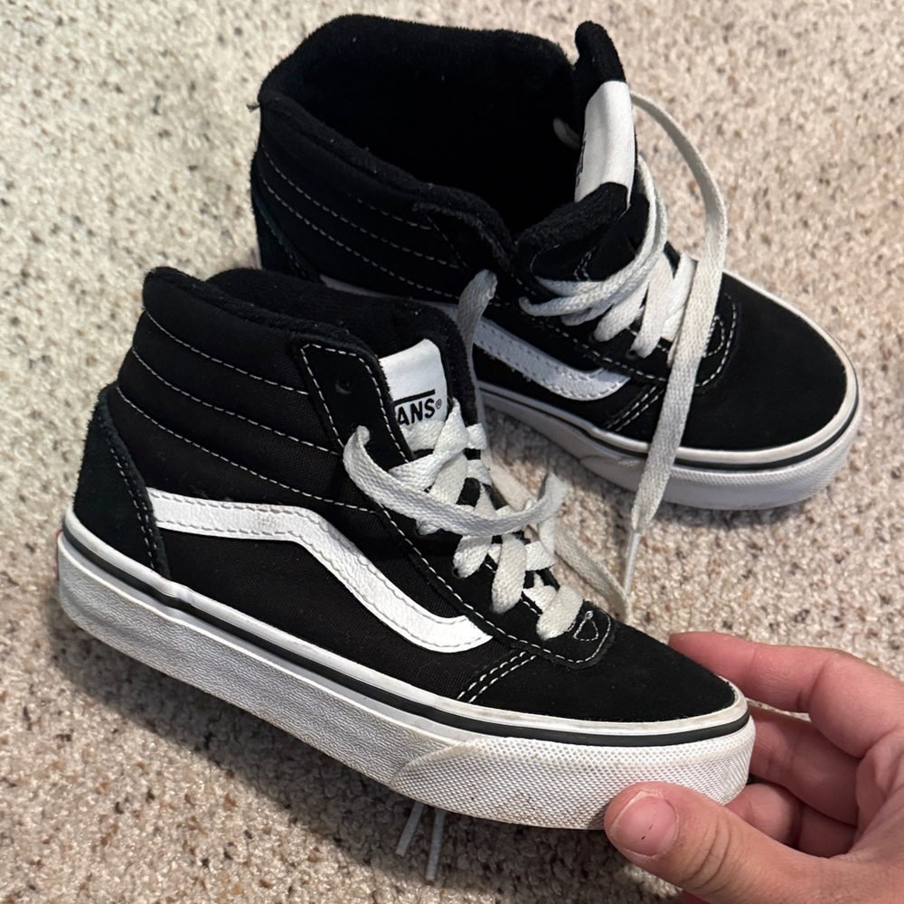 Vans Kids Black and White High-Top Sneakers